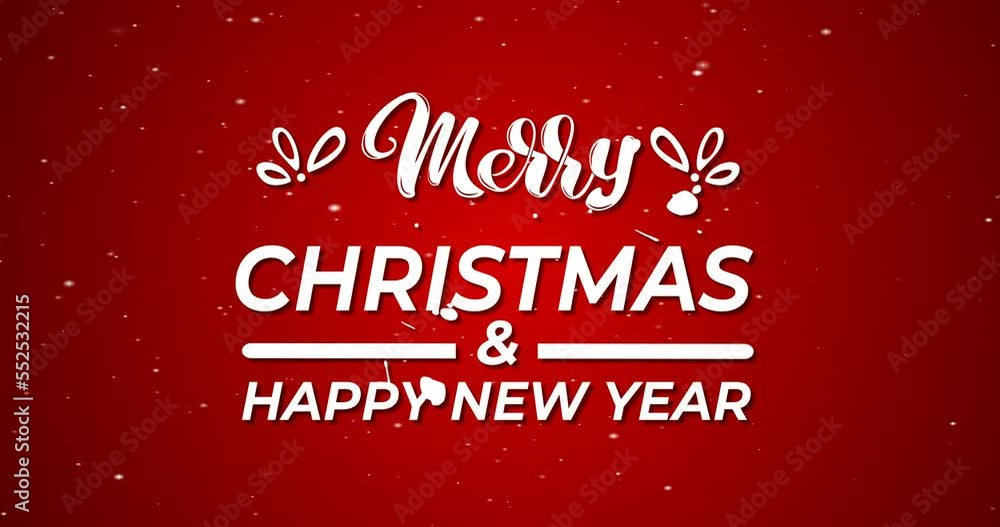 Merry Christmas and happy new year. Animation banner. Suitable for celebrations, festivals, wishes, greetings, and messages. Animated Motion graphic on the red background Merry Christmas and happy new year. Animation banner. Suitable for celebrations, festivals, wishes, greetings, and messages. Animated Motion graphic on the red background