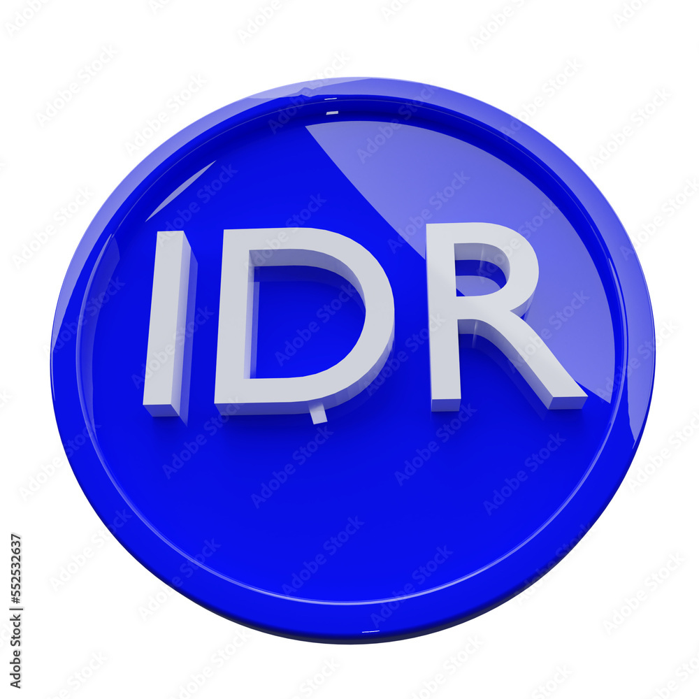 3D IDR Coin Front View on Transparant Background. 3D IDR Coin Front View on Transparant Background.