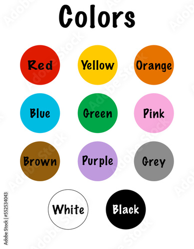 Set of colors for teaching and learning.