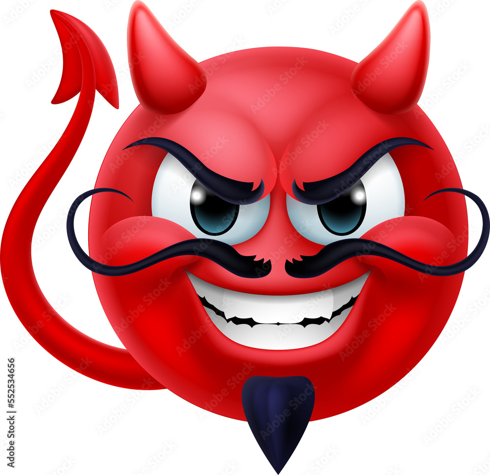 Devil Emoji Emoticon Man Face Cartoon Icon Mascot Stock Illustration ...