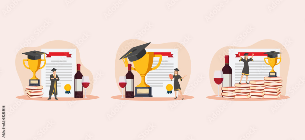 Graduation Flat Bundle Design Illustration Graduation Flat Bundle Design Illustration