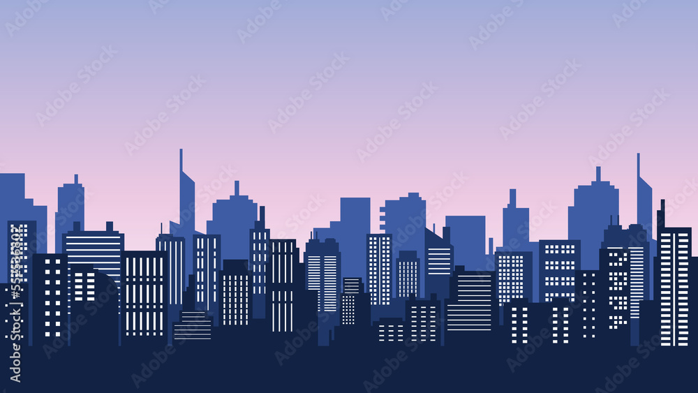 Vector Background of beautiful city and lights with night scene