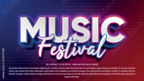Editable music festival 3d text effect
