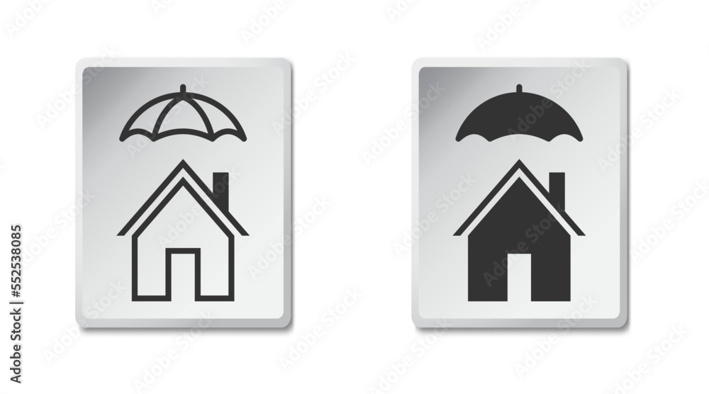 House under umbrella icon. Umbrella covering house. Vector illustration.