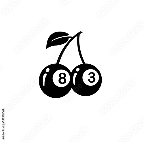 cherry billiard black ball vector illlustration