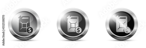 Fuel canister and dollar sign. Rise in gasoline prices icon. Fuel crisis symbol. Vector illustration.