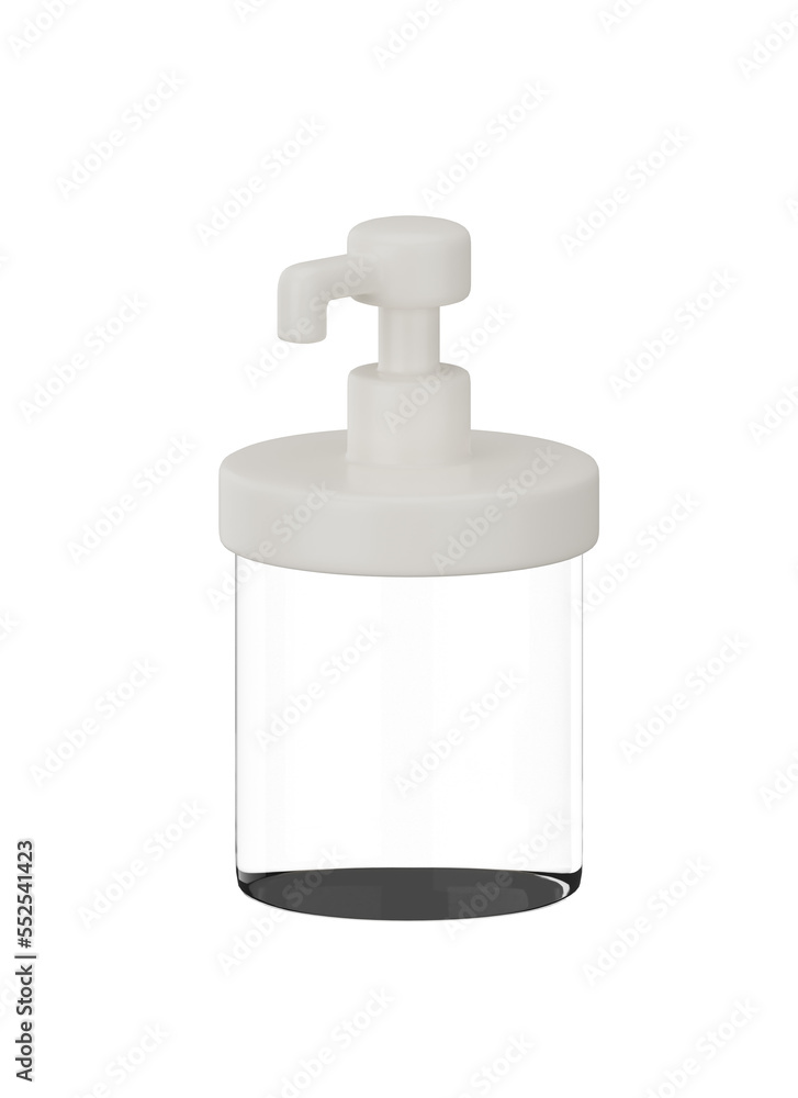 Empty colorless transparent plastic, 3D empty pump bottle on transparent background. 3D rendering Empty colorless transparent plastic, 3D empty pump bottle on transparent background. 3D rendering