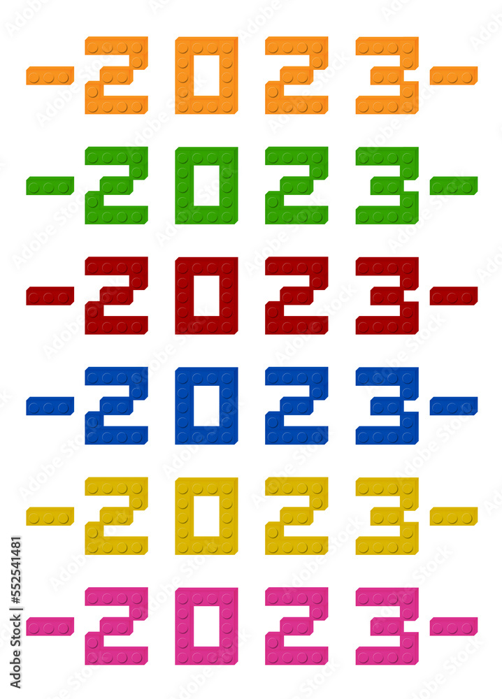 Year 2023 with set of colored bricks Year 2023 with set of colored bricks