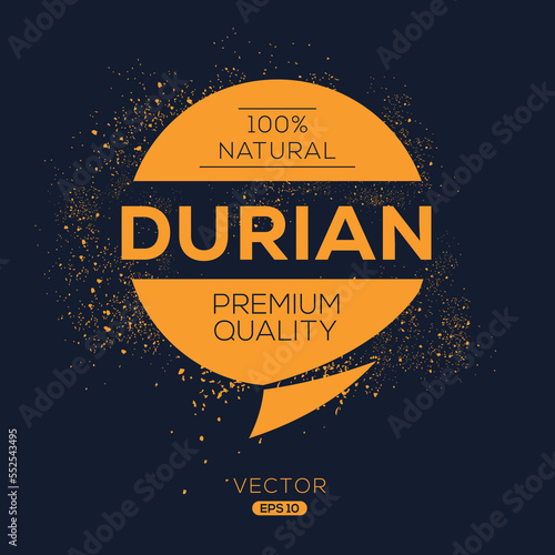 Creative (Durian), Durian label, vector illustration.