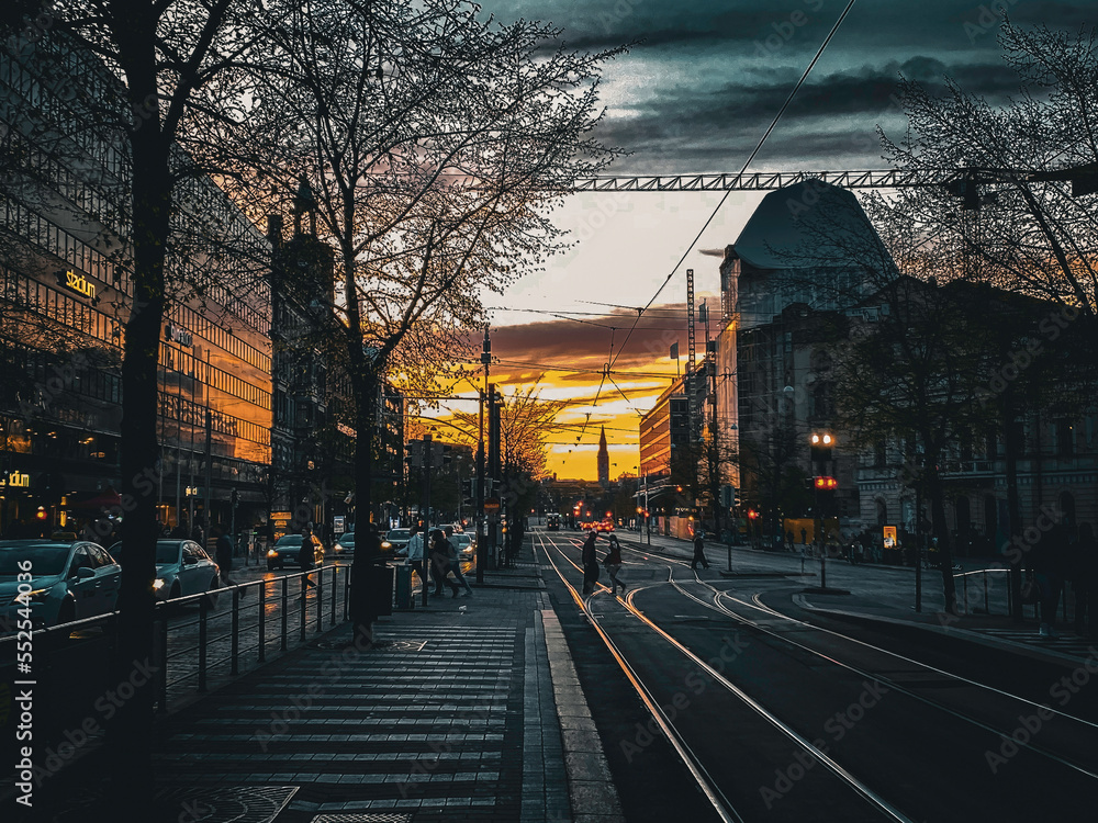 Obraz premium sunset in the city