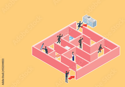 迷路に迷う学生のイメージイラスト