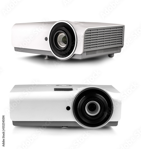 Fotografie White multimedia projector isolated on white background