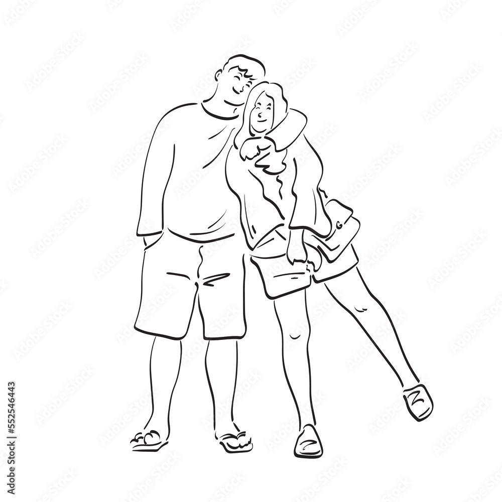 line art lovers in love illustration vector hand drawn isolated on white background line art lovers in love illustration vector hand drawn isolated on white background