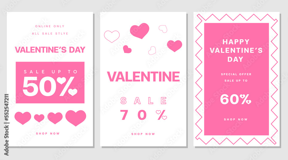 Valentine's Day sale. Letters with hearts valentine background, Wallpaper, flyers, invitation, posters, brochure and banners.
