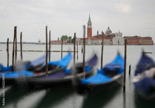 Church of Saint George in Venice in Italy and Gondolas Boat