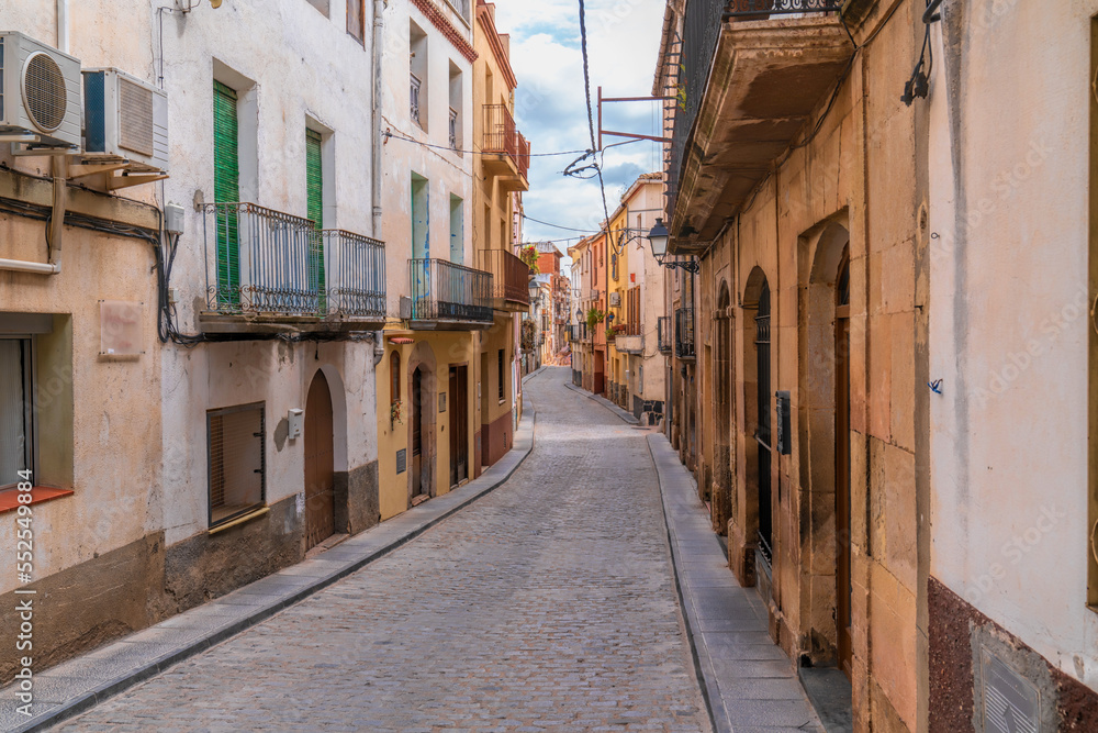 El Masroig Spain narrow street view in village Catalonia Tarragona province Priorat wine region