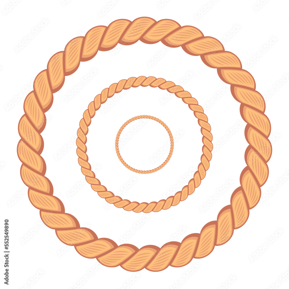 Vector illustration of circle rope frame isolated on white background ...