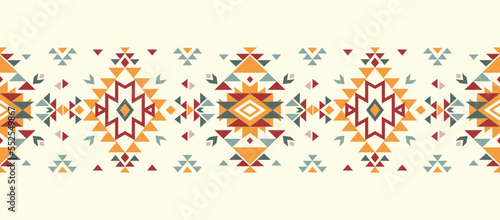 Vector seamless decorative ethnic pattern. American indian motifs. Design for background, carpet, wallpaper, clothing. Vector illustration. Embroidery style.