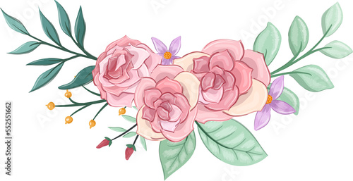 pink floral bouquet with watercolor © niloka studio