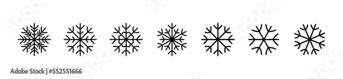 Isolated snowflake collection. Snowflake set on isolated background. Frost background. Christmas black icon. Vector illustration.