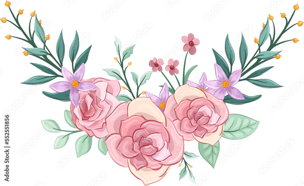 pink floral bouquet with watercolor