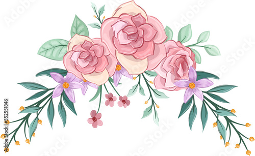 pink floral bouquet with watercolor