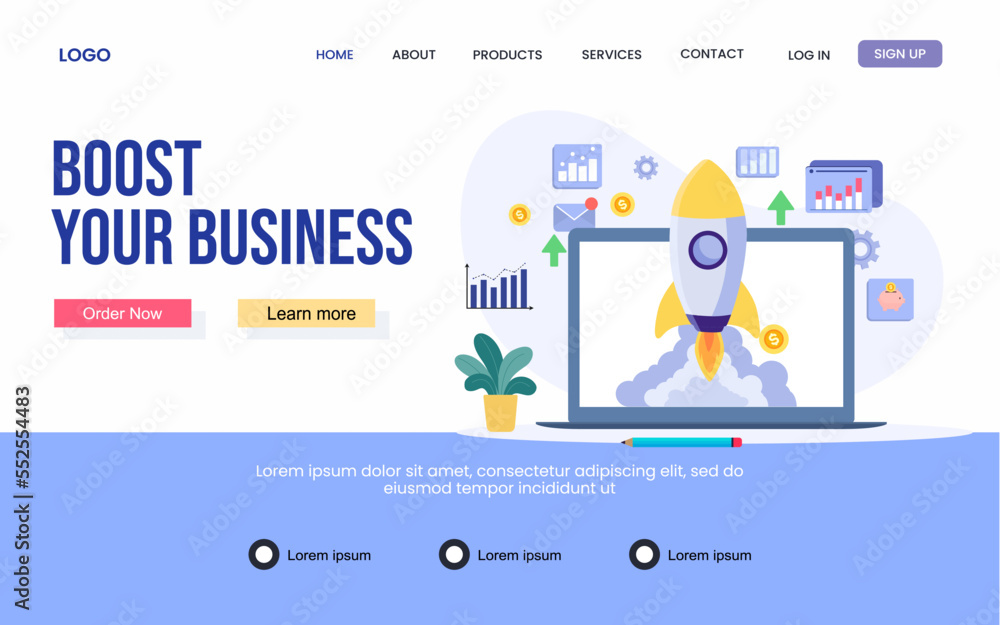 Landing page template of Boost your business, business startup for website and responsive mobile website. Landing page template of Boost your business, business startup for website and responsive mobile website.