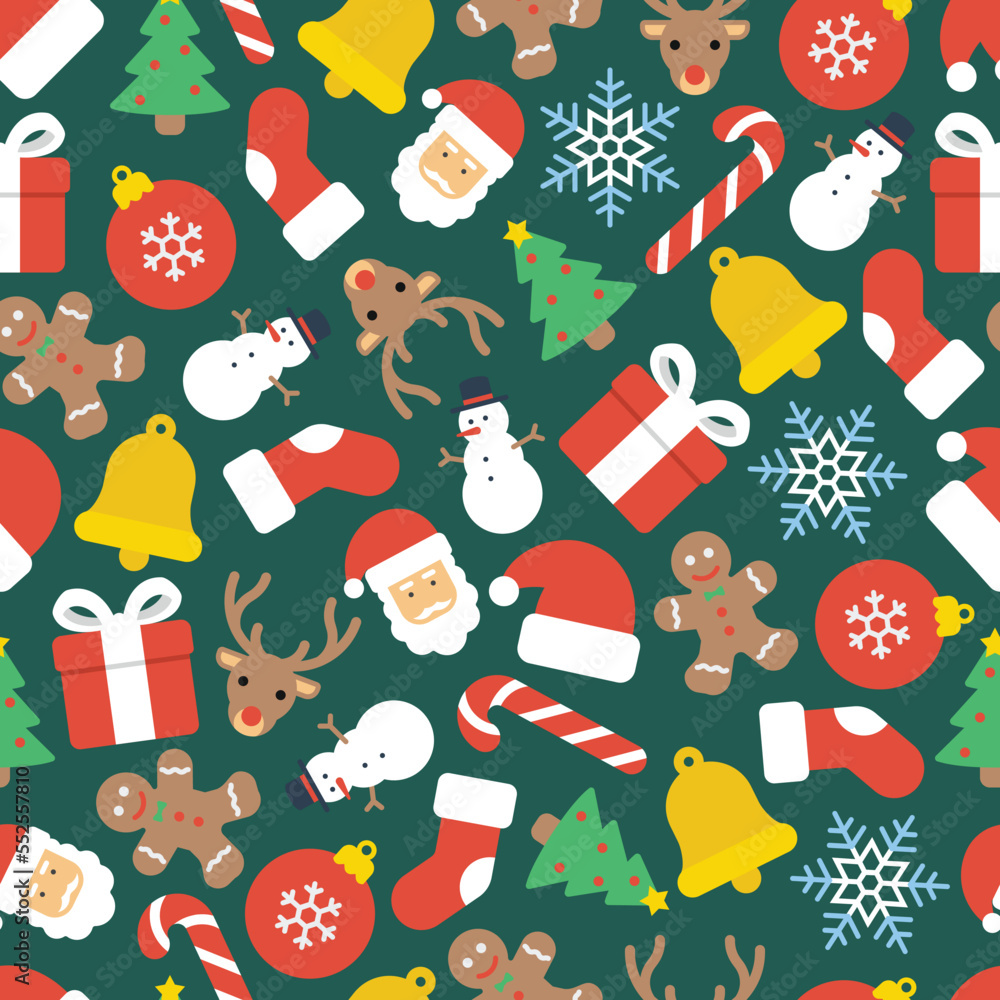 Christmas pattern with ornament retro style. Vector illustration