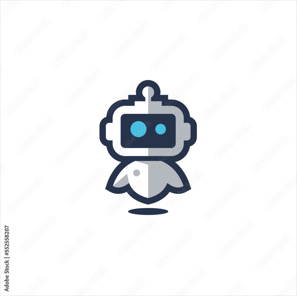 Fototapeta premium Robot mascot logo negative space template design. vectors, logo inspiration.