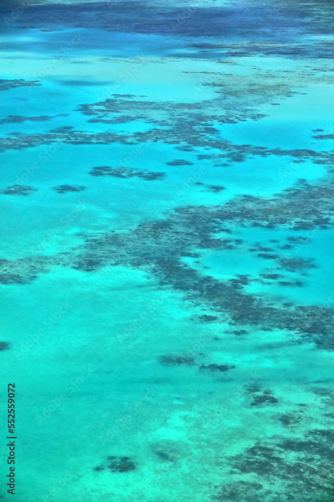 Airview of shallow water-covered Opal Reef on the Great Barrier Reef. Queensland-Australia-329