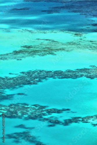 Airview of shallow water-covered Opal Reef on the Great Barrier Reef. Queensland-Australia-328