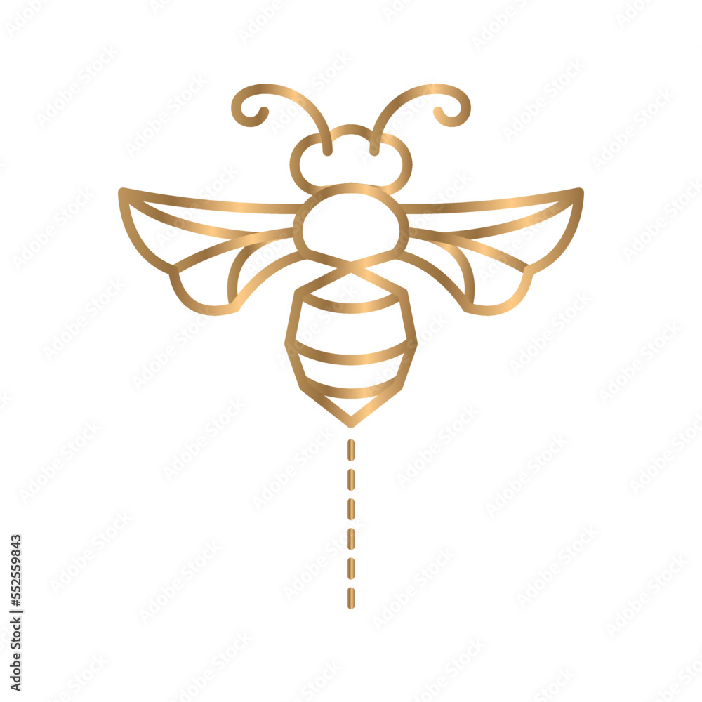 Obraz premium Vector icon. Golden bee. Suitable for logos. on a white background