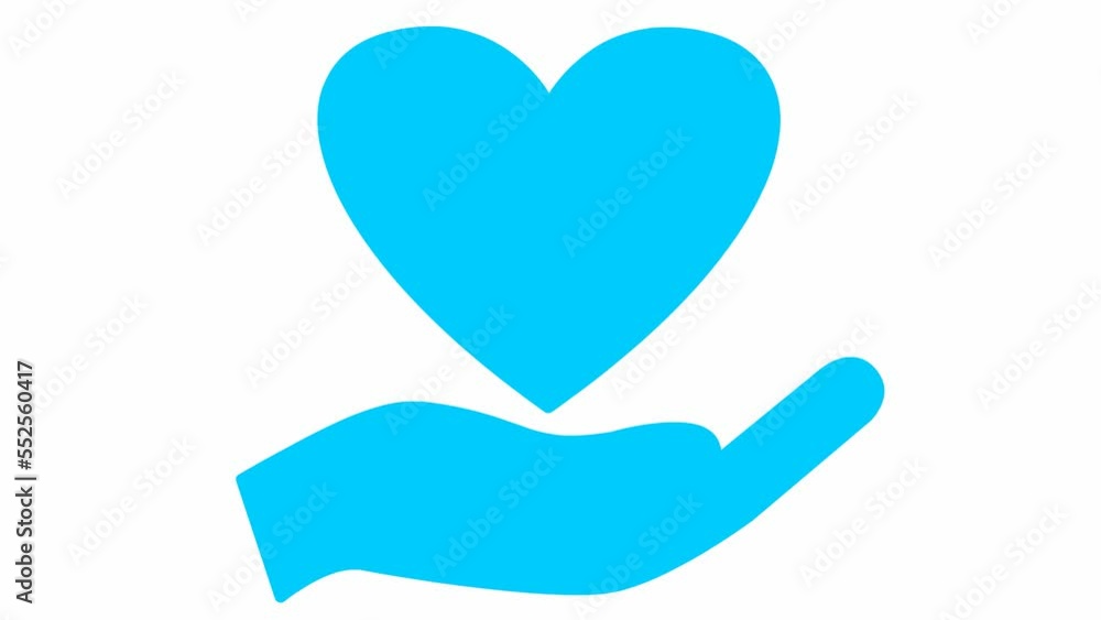 Animated blue pounding heart on palm. Looped video of heartbeating. Concept of charity, health, medicine. Vector illustration isolated on the white background. Animated blue pounding heart on palm. Looped video of heartbeating. Concept of charity, health, medicine. Vector illustration isolated on the white background.