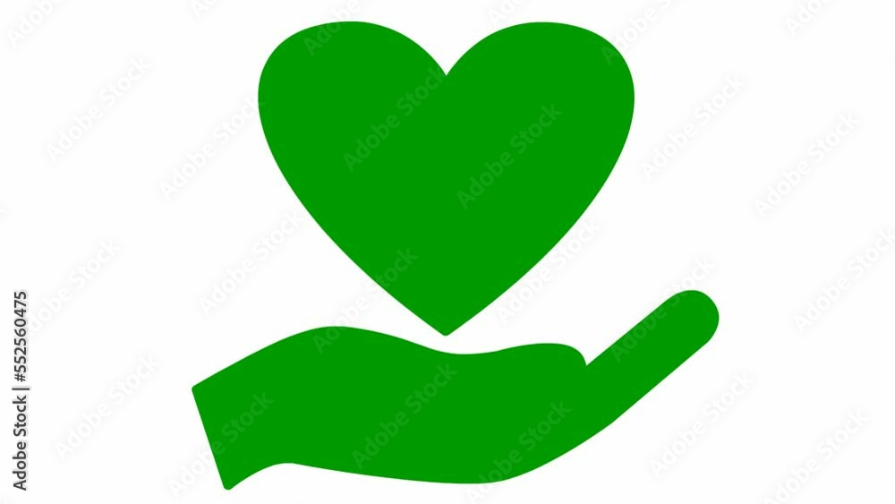 Animated green pounding heart on palm. Looped video of heartbeating. Concept of charity, health, medicine. Vector illustration isolated on the white background. Animated green pounding heart on palm. Looped video of heartbeating. Concept of charity, health, medicine. Vector illustration isolated on the white background.