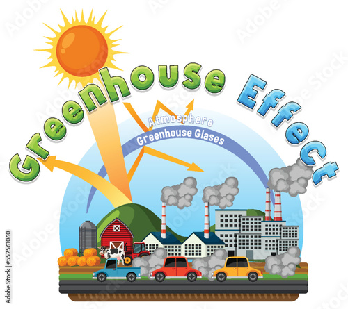 Greenhouse effect vector concept