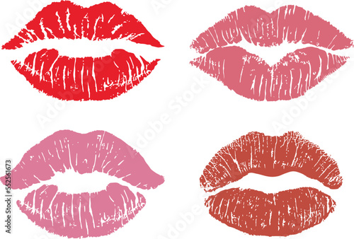 Fotografia Lipstick kiss print isolated vector set