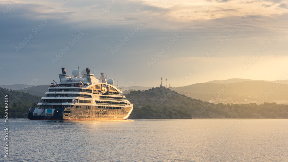 Cruise ship at canal sveti ante approaching Sibenik Cruise ship at canal sveti ante approaching Sibenik