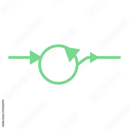 An abstract transparent looping arrow shape design element.