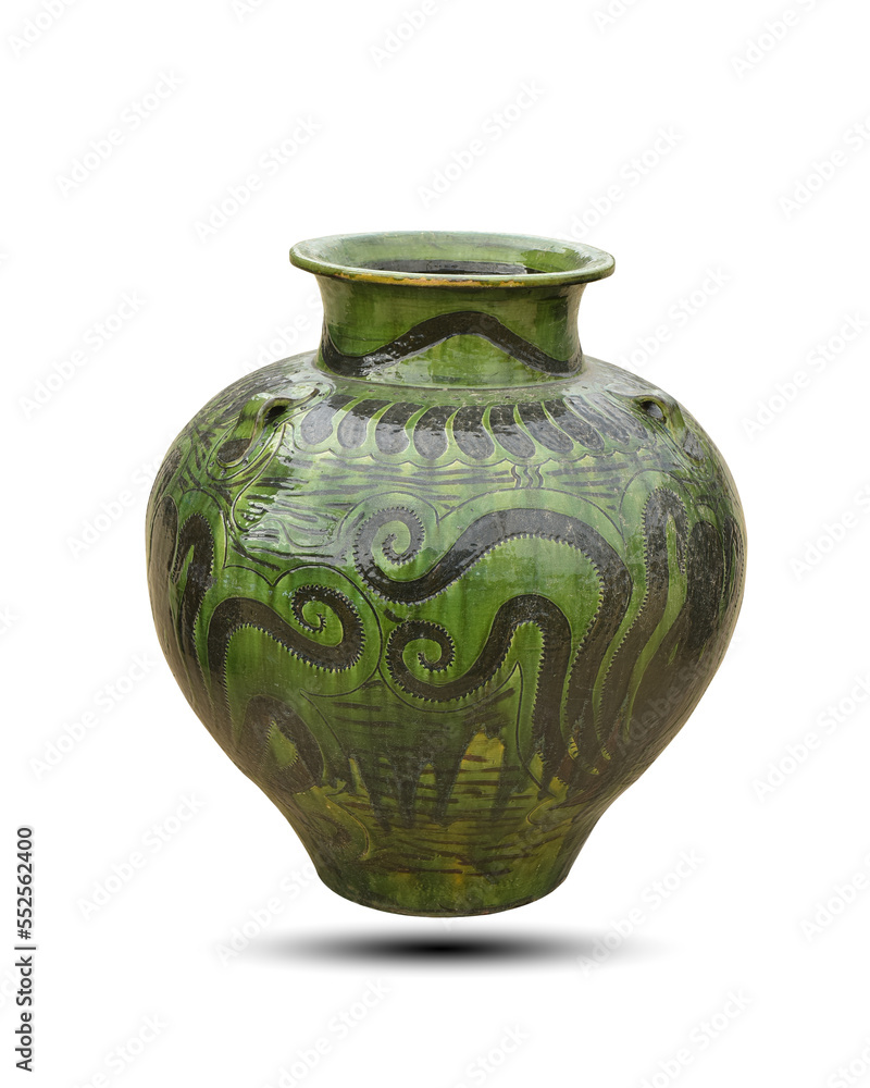 Antique hand-crafted ceramic jar isolated on white background. This has clipping path. Antique hand-crafted ceramic jar isolated on white background. This has clipping path.