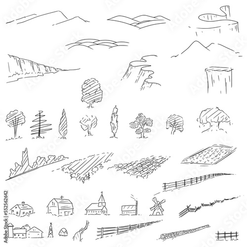 set of farm doodle illustration, editable vector file for all your graphic needs