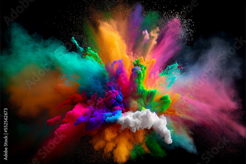 A picture of splash of colour powder in a holi festival in india , AI generate  © slonme