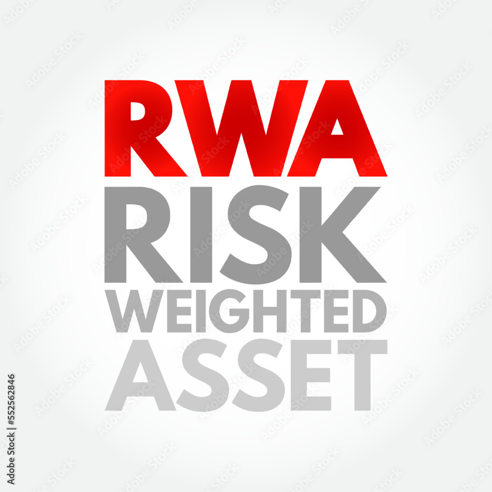 RWA Risk Weighted Asset - bank's assets or off-balance-sheet exposures, weighted according to risk, acronym text concept background