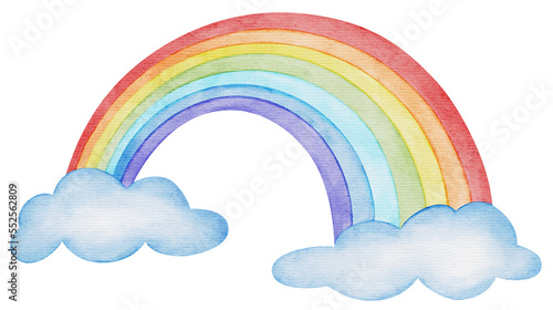 Cute rainbow curve cartoon watercolor illustration