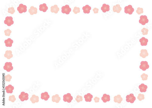 イラスト素材: ひなまつり　フレーム　背景イラスト　桃の花　梅　コピースペース (透過背景) © kuroshimaharu