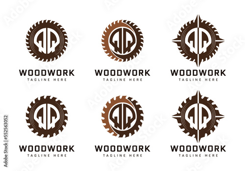 Monogram Q Letter in sawmill. Perfect for woodworker, industrial and construction logos
