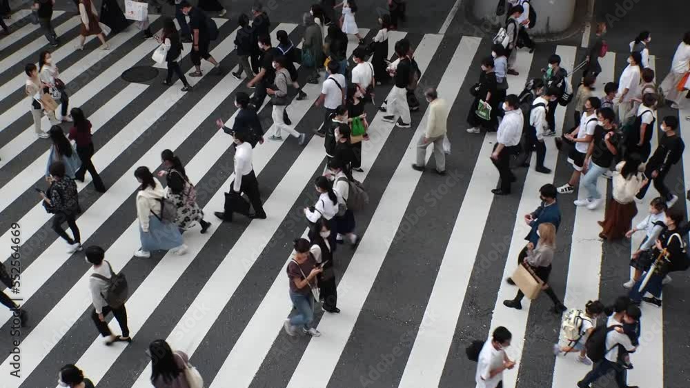 custom made wallpaper toronto digitalOSAKA, JAPAN : Aerial high angle view of crowd of people walking at zebra crossing near Osaka station in daytime. Commuters at busy rush hour. Japanese lifestyle and business concept. Time lapse shot.