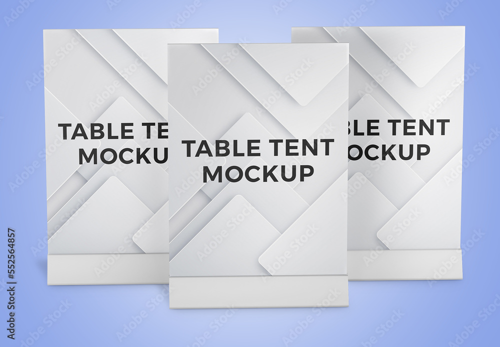 Table Tent Mockup- Triple Front View Stock Template | Adobe Stock