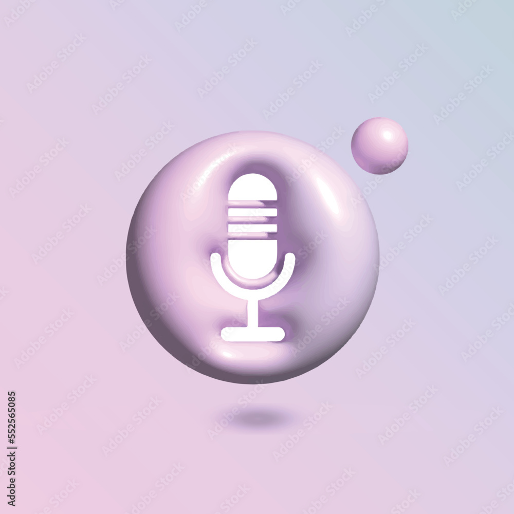 Microphone Icon with in circle bright pastel color in 3d style realistic vector art Microphone Icon with in circle bright pastel color in 3d style realistic vector art
