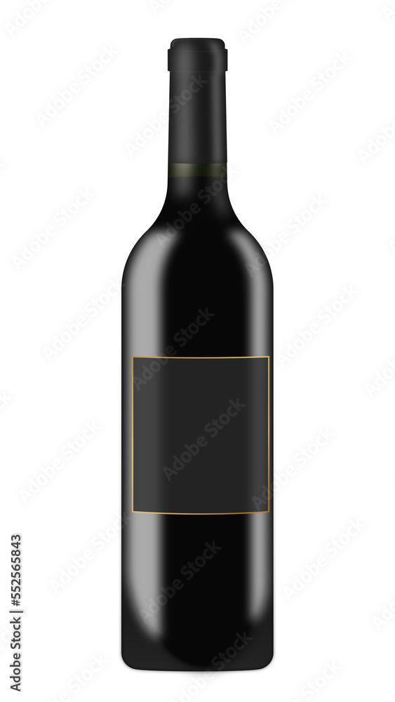 Red wine in glass bottle in front isolated on PNG white transparent background. Red wine in glass bottle in front isolated on PNG white transparent background.