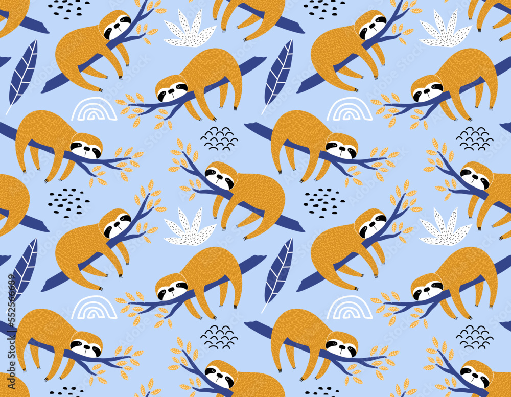 cute sloth seamless pattern. cute sloth seamless pattern.